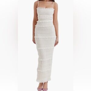 House of CB solana sequin smocked and shirred cocktail dress